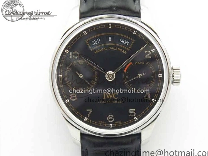 MIROTIME 0505 Portuguese Real PR Real Annual Calendar IW503502 ZF 1:1 Best Edition Black Dial Steel Markers on Black Leather Strap A StreetReady 7134